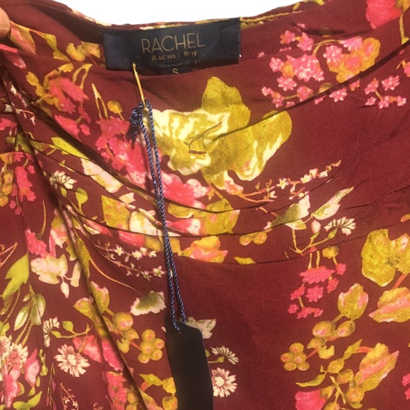 NWT Rachel Roy Maroon Floral Print A symmetrical maxi size S - Picture 4 of 5